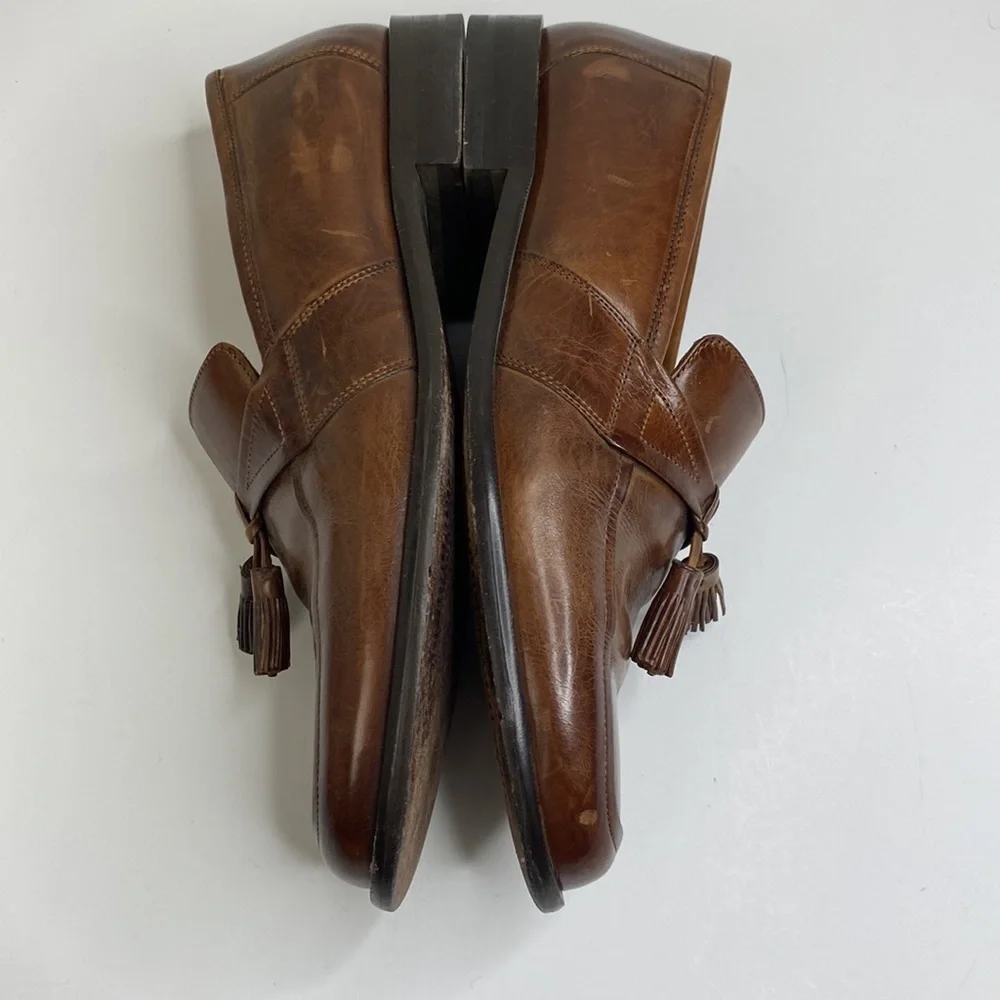 Johnston & Murphy Mens Leather Tassel Loafers Classic Brown Size 9
